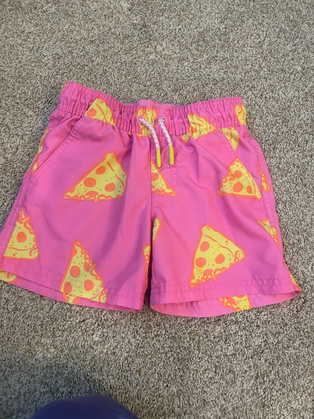 Cat & Jack Pink Swim Trunks with Yellow Pizza Print